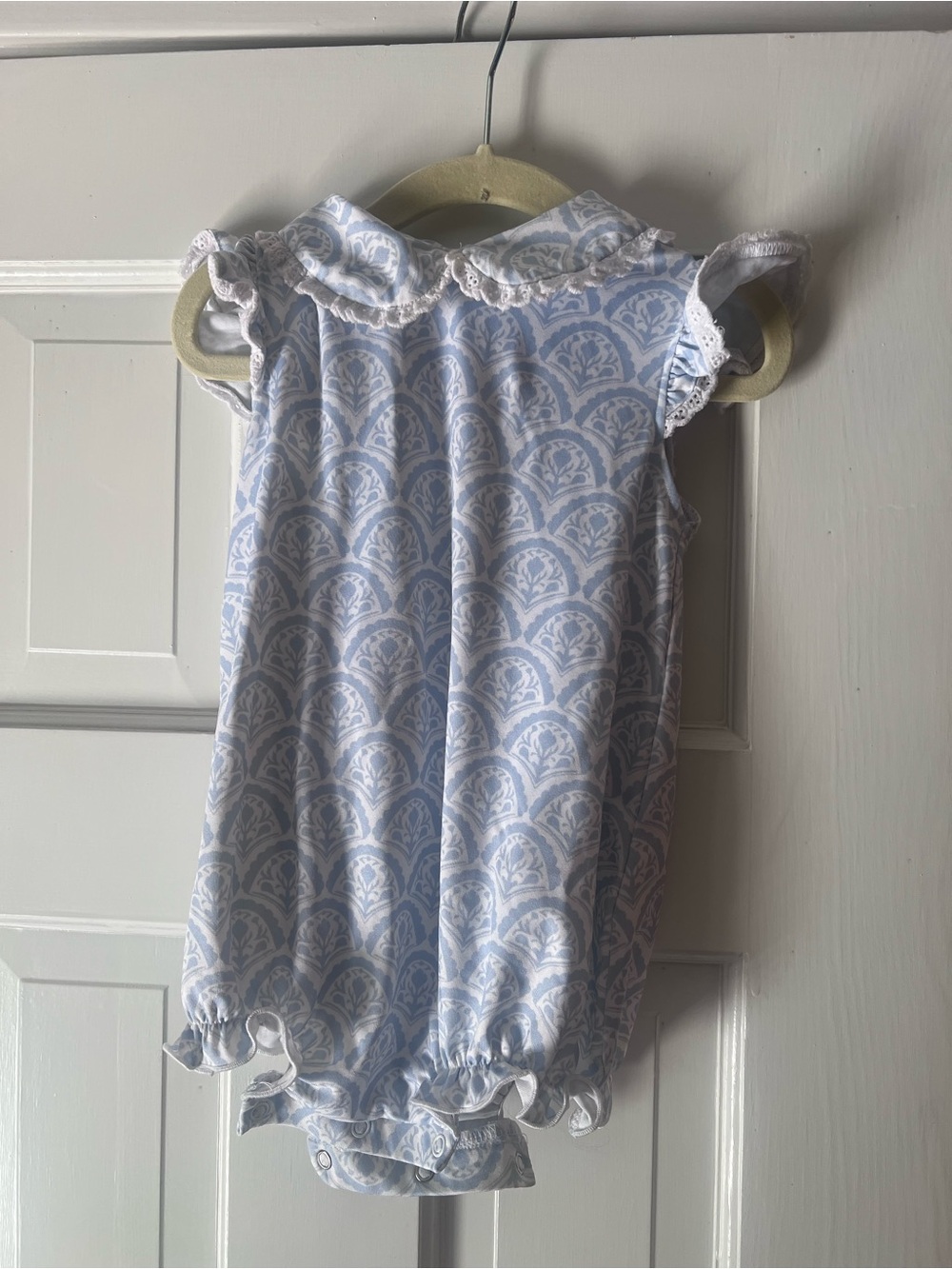 Classic Blue Patterned Baby Girl One-Piece Romper